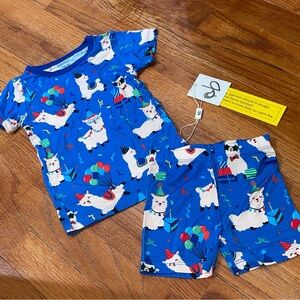 Birdie Bean Bamboo Llama Birthday Pajama Set 18-24M NWT Blue Party Animal Print